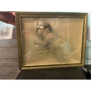 On Dreamlands Border Bessie Gutmann Vintage Lithograph Original Frame